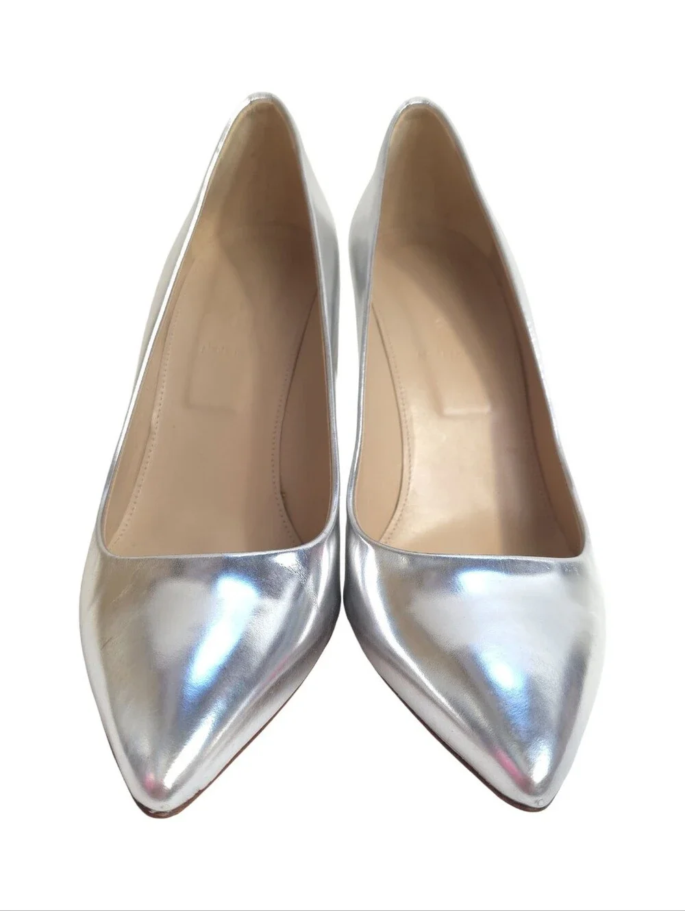 J.Crew Everly Mirror Metallic Silver Pumps Shoes Women Silver Leather Size 9 - Picture 2 of 11